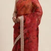Red Organza Digital Printed Saree N Yellow Blouse Festive Wear