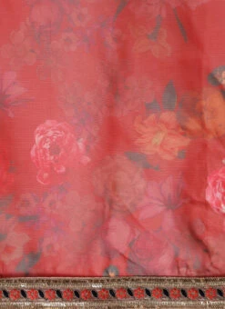 Red Organza Digital Printed Saree N Yellow Blouse Festive Wear -ZariGrace Shop Red Organza Digital Printed Saree N Yellow Blouse SABS02104140 rrc2