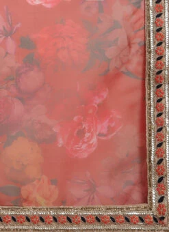 Red Organza Digital Printed Saree N Yellow Blouse Festive Wear -ZariGrace Shop Red Organza Digital Printed Saree N Yellow Blouse SABS02104140 rrc3