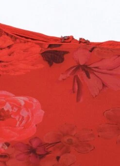 Red Printed Organza Calf Length Top Festive Wear 14 Red Printed Organza Calf Length Top Festive Wear -ZariGrace Shop Red Printed Organza Calf Length Top KRBS02307700 rrc1