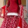 Red Pure Cotton Printed Long Choli Lehenga Party Wear -ZariGrace Shop Red Pure Cotton Printed Long Choli Lehenga GHJPJN41 l