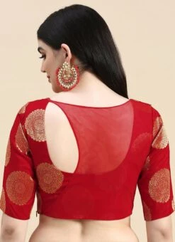 Red Taffeta Blouse Festive Wear -ZariGrace Shop Red Taffeta Blouse BLBS02210835 rrc2
