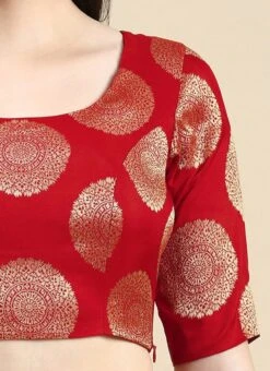 Red Taffeta Blouse Festive Wear -ZariGrace Shop Red Taffeta Blouse BLBS02210835 rrc3
