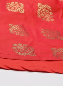 Red Taffeta Jacquard Half Circular Dress Festive Wear -ZariGrace Shop Red Taffeta Jacquard Half Circular Dress DRBS02204664 rrc3