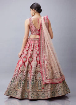 Red Velvet Resham N Hand Work Umbrella Lehenga Choli With Dupatta Wedding Wear -ZariGrace Shop Red Velvet Resham N Hand Work Umbrella Lehenga Choli With Dupatta GHCBF5749 b