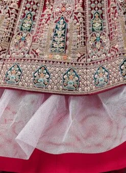 Red Velvet Resham N Hand Work Umbrella Lehenga Choli With Dupatta Wedding Wear -ZariGrace Shop Red Velvet Resham N Hand Work Umbrella Lehenga Choli With Dupatta GHCBF5749 rrc4