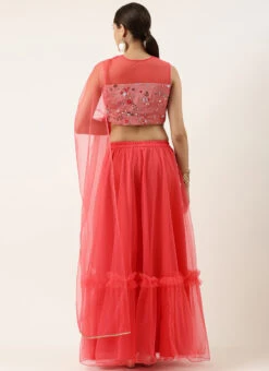 Rouge Pink Chinon Embroidered Lehenga Set Wedding Wear -ZariGrace Shop Rouge Pink Chinon Embroidered Lehenga Set GHBS02209645 b