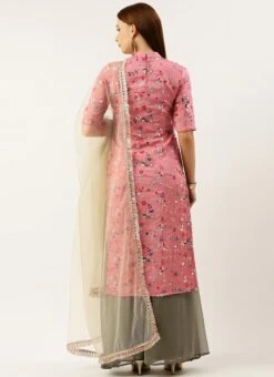 Bottom From Rouge Pink Embroidered Collar Neck Palazzo Suit After Six Wear -ZariGrace Shop Rouge Pink Embroidered Collar Neck Palazzo Suit SLBS02301736 b 2