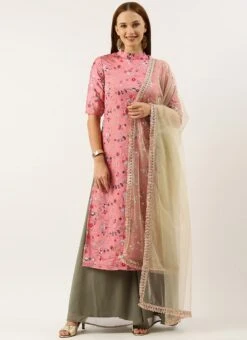 Bottom From Rouge Pink Embroidered Collar Neck Palazzo Suit After Six Wear -ZariGrace Shop Rouge Pink Embroidered Collar Neck Palazzo Suit SLBS02301736 u 2
