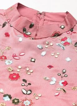 Top From Rouge Pink Embroidered Collar Neck Palazzo Suit After Six Wear -ZariGrace Shop Rouge Pink Embroidered Collar Neck Palazzo Suit SLBS02301736 rrc1