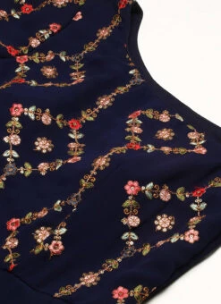 Royal Blue Embroidered One Shoulder Ruffle Gown Party Wear -ZariGrace Shop Royal Blue Embroidered One Shoulder Ruffle Gown IWBS02301755 rrc1