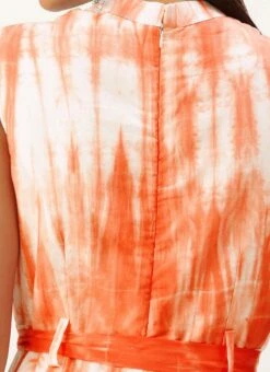 Rust Tie N Dye Cotton Collar Neck Jumpsuit After Six Wear Festive Wear -ZariGrace Shop Rust Tie N Dye Cotton Collar Neck Jumpsuit DRBS02202401 rrc2