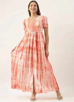 Rust Tie N Dye Dress After Six Wear -ZariGrace Shop Rust Tie N Dye Dress DRBS02202393 u