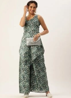 Top From Sage Green Art Silk Digital Printed Co Ords Set After Six Wear -ZariGrace Shop Sage Green Art Silk Digital Printed Co Ords Set IWBS02210898 u 1