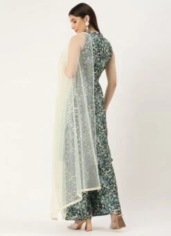 Top From Sage Green Art Silk Digital Printed Top N Pant Suit After Six Wear -ZariGrace Shop Sage Green Art Silk Digital Printed Top N Pant Suit SLBS02210949 b