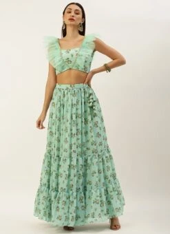 Skirt From Sea Green Digital Printed Co Ords Set After Six Wear -ZariGrace Shop Sea Green Digital Printed Co Ords Set IWBS02212582 u