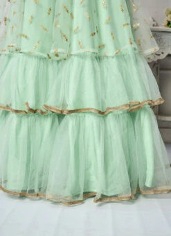 Sea Green Embroidered Layered Style Gown Wedding Wear -ZariGrace Shop Sea Green Embroidered Layered Style Gown IWBS02301713 rrc2