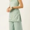 Sea Green Kurta With Wide Leg Pants Festive Wear -ZariGrace Shop Sea Green Kurta With Wide Leg Pants KSBS02109739 l