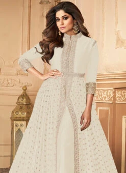 Shamita Shetty Off White Georgette Anarkali Suit Party Wear 9 Shamita Shetty Off White Georgette Anarkali Suit Party Wear -ZariGrace Shop Shamita Shetty Off White Georgette Anarkali Suit SLSAK7152I b