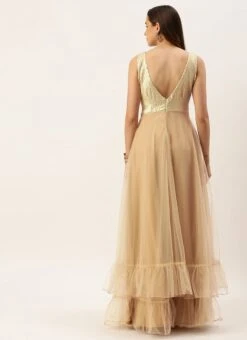 Silver Sequins Embroidered N Light Beige Net Gown Festive Wear -ZariGrace Shop Silver Sequins Embroidered N Light Beige Net Gown IWBS02211072 b