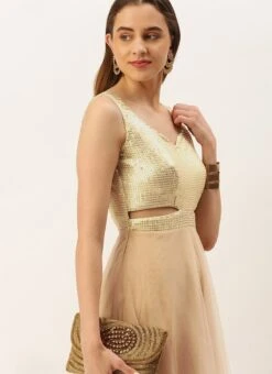 Silver Sequins Embroidered N Light Beige Net Gown Festive Wear -ZariGrace Shop Silver Sequins Embroidered N Light Beige Net Gown IWBS02211072 rrc1