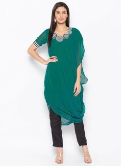 Sky Blue Georgette Embroidered Kurta Straight Pant Set After Six Wear -ZariGrace Shop Sky Blue Georgette Embroidered Kurta Straight Pant Set KRSMNC2015KS u