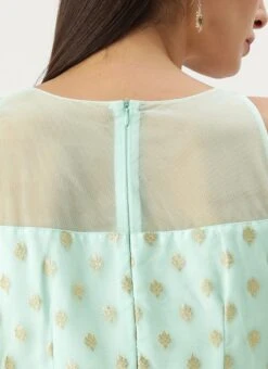 Sky Blue Organza Jacquard Dress Festive Wear -ZariGrace Shop Sky Blue Organza Jacquard Dress DRBS02303569 rrc2