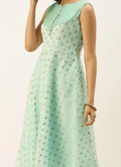 Sky Blue Organza Jacquard Kurta Set Festive Wear