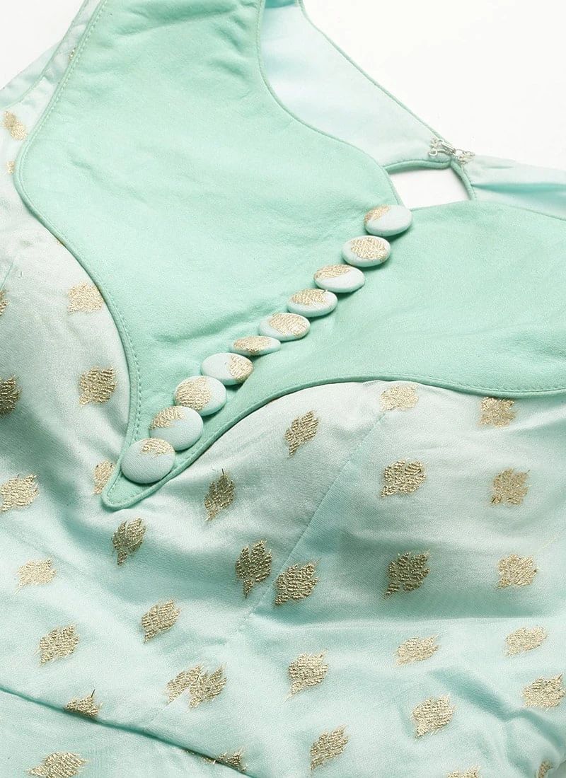 Sky Blue Organza Jacquard Kurta Set Festive Wear 7 Sky Blue Organza Jacquard Kurta Set Festive Wear - Image 5