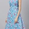 Sky Blue Printed Organza Asymmetrical Dress After Six Wear -ZariGrace Shop Sky Blue Printed Organza Asymmetrical Dress DRBS02105407 l