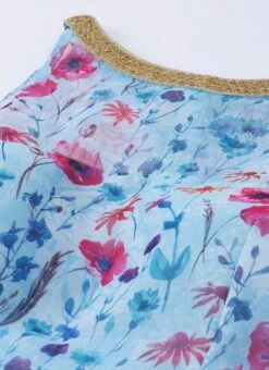 Sky Blue Printed Organza Asymmetrical Dress After Six Wear -ZariGrace Shop Sky Blue Printed Organza Asymmetrical Dress DRBS02105407 rrc1