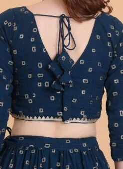 Dupatta From Teal Blue Embroidered Georgette Tiered Lehenga Set After Six Wear -ZariGrace Shop Teal Blue Embroidered Georgette Tiered Lehenga Set GHBS02304083 rrc2 1