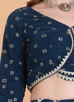 Dupatta From Teal Blue Embroidered Georgette Tiered Lehenga Set After Six Wear -ZariGrace Shop Teal Blue Embroidered Georgette Tiered Lehenga Set GHBS02304083 rrc3 1