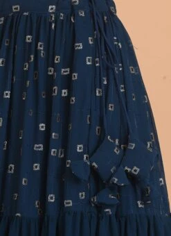Dupatta From Teal Blue Embroidered Georgette Tiered Lehenga Set After Six Wear -ZariGrace Shop Teal Blue Embroidered Georgette Tiered Lehenga Set GHBS02304083 rrc4 1