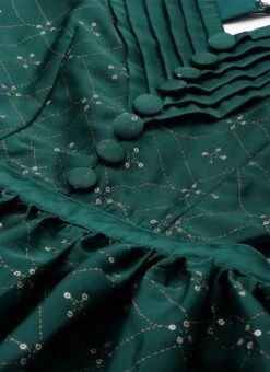 Teal Green Art Silk Foil Printed Maxi Dress Festive Wear -ZariGrace Shop Teal Green Art Silk Foil Printed Maxi Dress DRBS02211113 rrc1