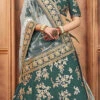 Teal Green Embroidered A Line Lehenga Wedding Wear