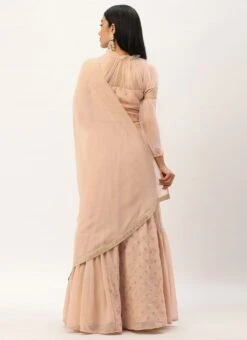 Peach Georgette Embroidered Lehenga Set Party Wear -ZariGrace Shop Teal Green N Pink Georgette Embroidered Lehenga Set GHBS02210976 b