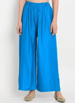 Turquoise Cotton Palazzo Pant Work Wear -ZariGrace Shop Turquoise Cotton Palazzo Pant WBDMF646 b