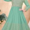 Turquoise Net Embroidered Anarkali Suit Party Wear -ZariGrace Shop Turquoise Net Embroidered Anarkali Suit SLSDC10233 l