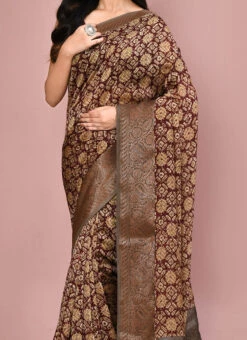 Violet Art Silk Saree After Six Wear