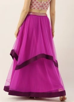 Violet Net N Purple Handkerchief Skirt Festive Wear -ZariGrace Shop Violet Net N Purple Handkerchief Skirt WBBS02012686 b