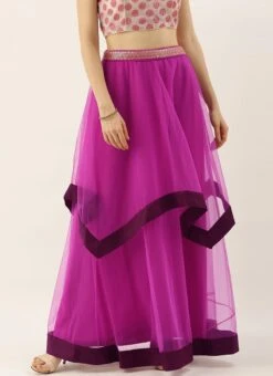 Violet Net N Purple Handkerchief Skirt Festive Wear