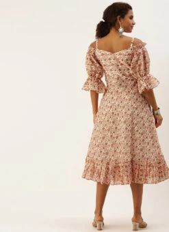 White Art Silk Digital Printed Maxi Dress After Six Wear -ZariGrace Shop White Art Silk Digital Printed Maxi Dress DRBS02209823 b