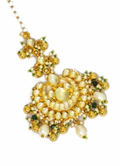 White Brass Kundan Tikka Party Wear -ZariGrace Shop White Brass Kundan Tikka HEJDDRJ94913H b