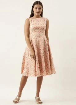 White Brocade Boat Neck Flared Dress Festive Wear 12 White Brocade Boat Neck Flared Dress Festive Wear -ZariGrace Shop White Brocade Boat Neck Flared Dress DRBS02201299 u