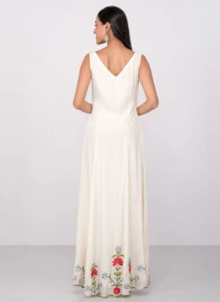 White Crepe Silk Embroidered Anarkali Suit Party Wear -ZariGrace Shop White Crepe Silk Embroidered Anarkali Suit SLDVC23 b