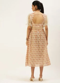 White Digital Printed Art Silk Dress After Six Wear -ZariGrace Shop White Digital Printed Art Silk Dress DRBS02208475 b