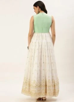 White Embroidered Pleated Style Gown Party Wear -ZariGrace Shop White Embroidered Pleated Style Gown IWBS02209734 b