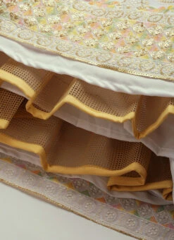 White Embroidered Pleated Style Gown Party Wear -ZariGrace Shop White Embroidered Pleated Style Gown IWBS02209734 rrc4