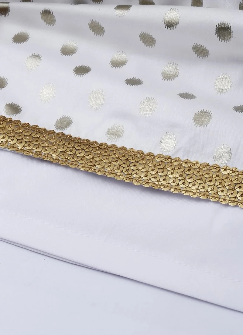 White Foil Print Knee Length Kurta Set Festive Wear 9 White Foil Print Knee Length Kurta Set Festive Wear - Image 7